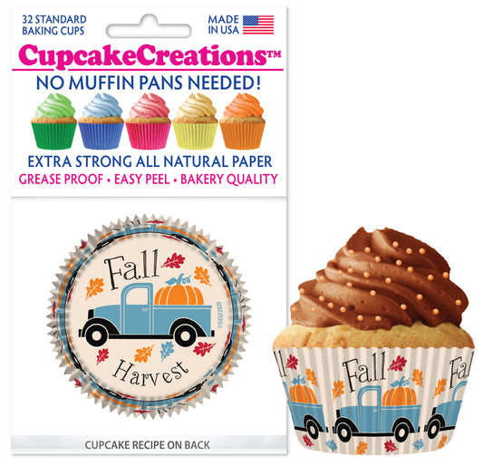 Fall Harvest Truck Cupcake Liner, 32 Pack
