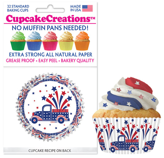 USA Truck Cupcake Liner, 32 Pack