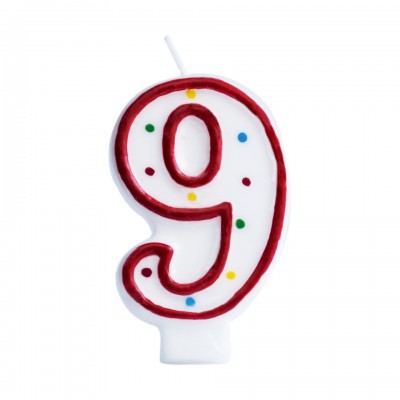 Number 9 Candle, Red
