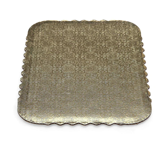 Cake Board, Quarter Sheet Scalloped, Gold