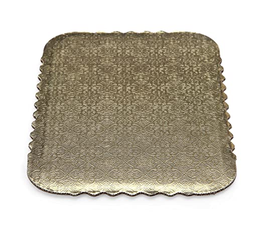 Cake Board, Half Sheet Scalloped, Gold