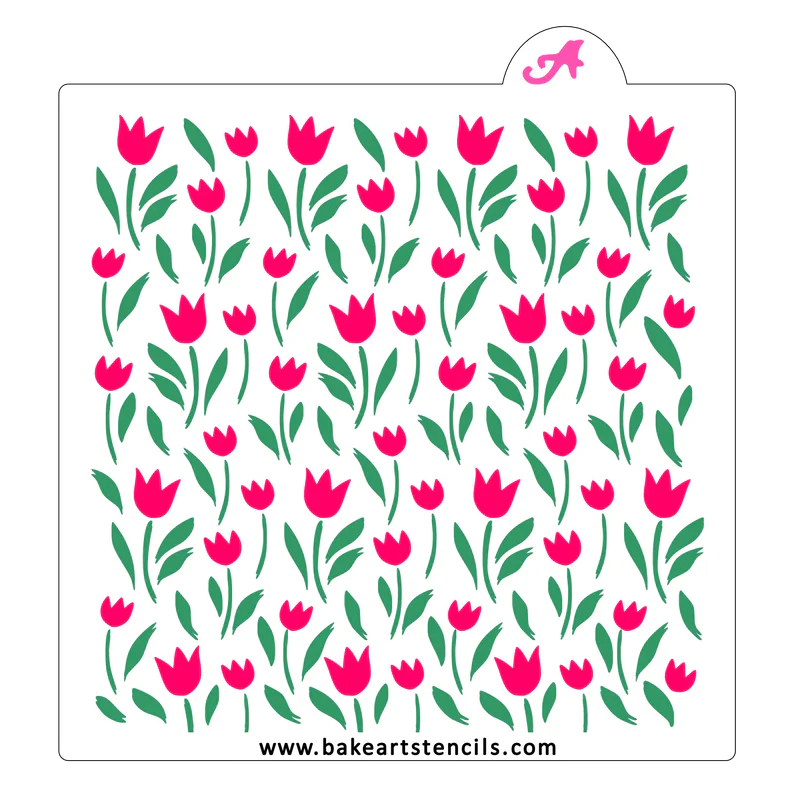 Blooming Tulips Pattern Stencil, 2 piece Set