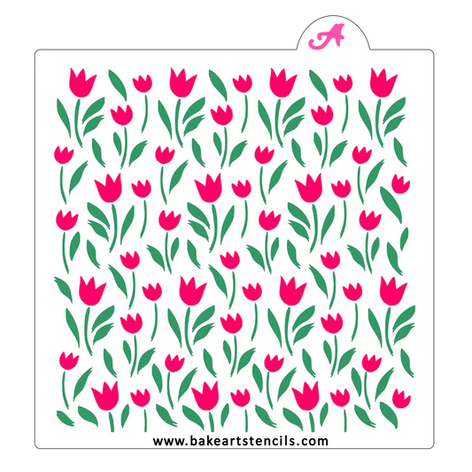 Blooming Tulips Pattern Stencil, 2 piece Set