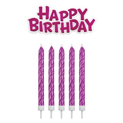 Birthday Candles with Plaque, Pink