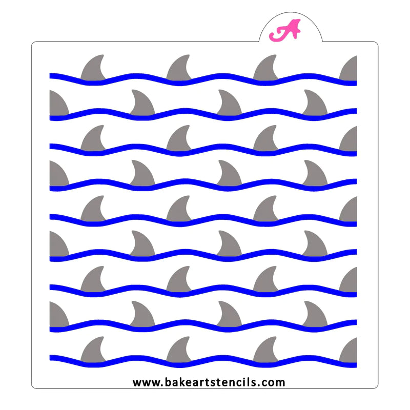 Shark Fin Swim Pattern Cookie Stencil, 2 piece Set