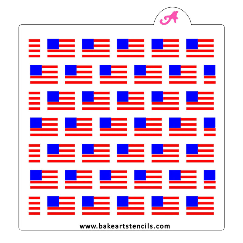 Small American Flag Pattern Cookie Stencil, 2 piece Set