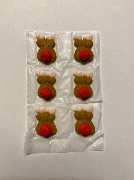 Small Royal Icing Reindeer Face, 6 Pack