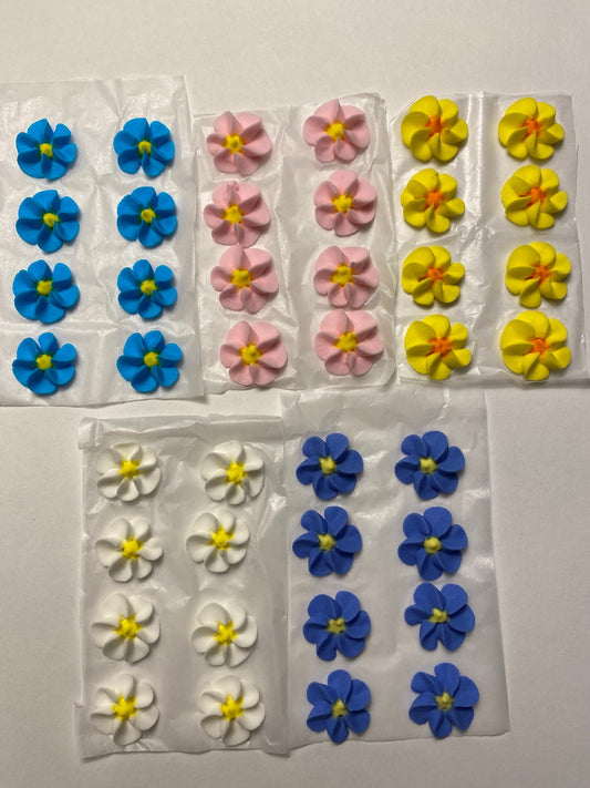 Small Royal Icing Swirl Drop Flower, Blue Only, 8 Pack