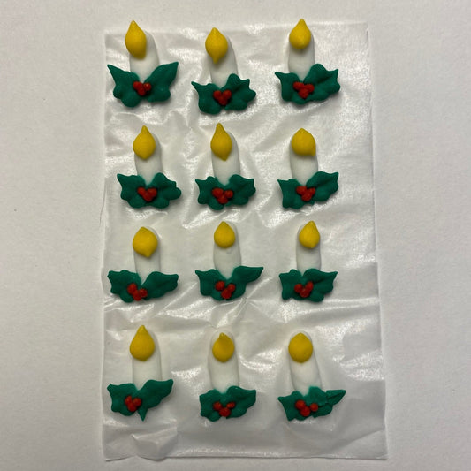 Mini Royal Icing Christmas Candle, 12 Pack