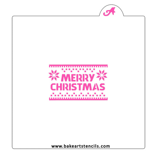 Knitted Merry Christmas Cookie Stencil