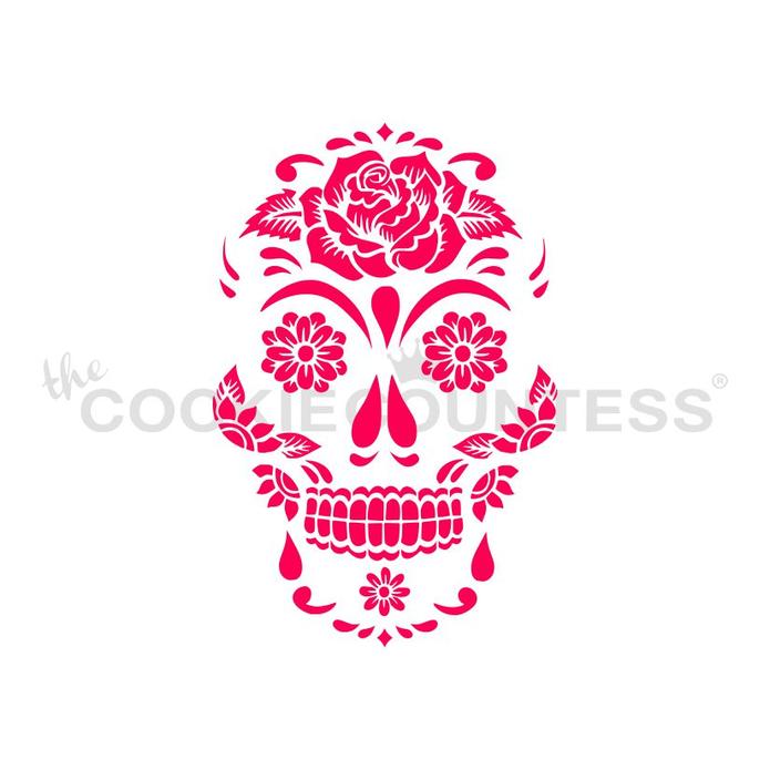Rose Sugar Skull Stencil