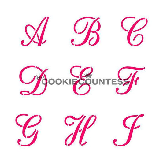 Alphabet Script 1" Stencil Set, 4 piece