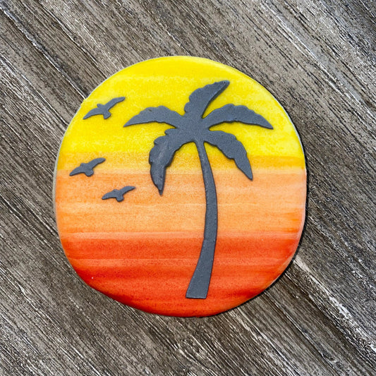 Sunset Silhouette Palm Tree Cookie Stencil, 2 piece Set