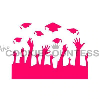 Throwing Grad Caps Stencil