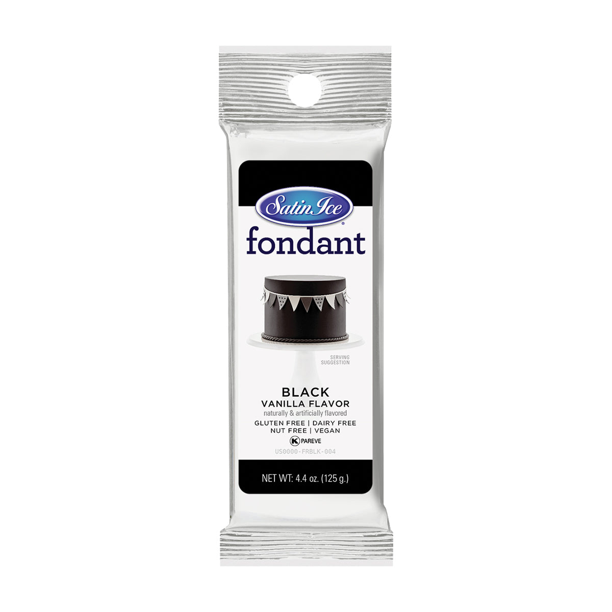 Black Satin Ice Fondant, 4.4oz