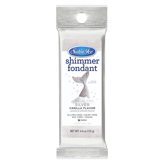 Silver Shimmer Satin Ice Fondant, 4.4oz