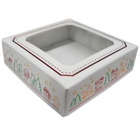 Christmas Stitch Square 3oz. Box with Window, 2-piece