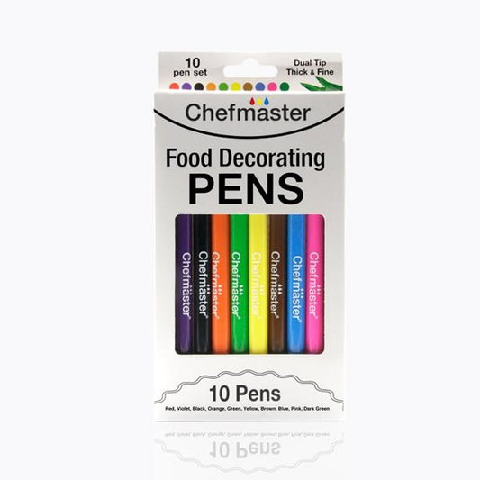 Colored Food Color Pens, 10 Pack (Chefmaster)