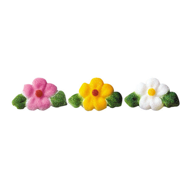Flower with Leaf Sugar Charms, 9 Pack