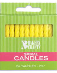 Spiral Birthday Candles 2.5", Yellow