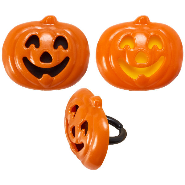 Pumpkin Face Ring, 8 Pack
