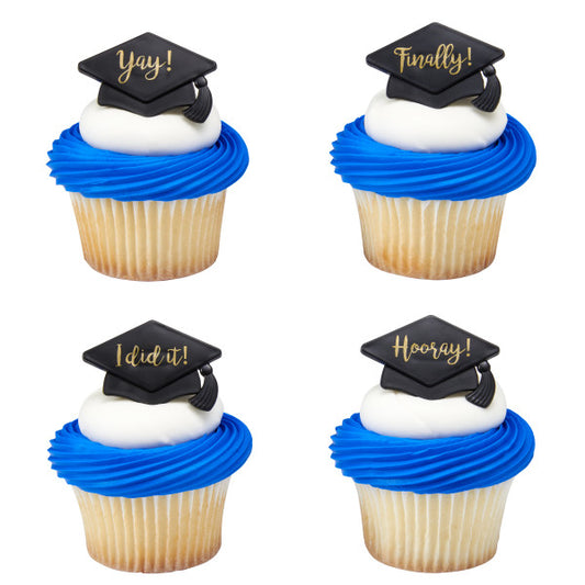Grad Cap Saying Rings, 8 Pack