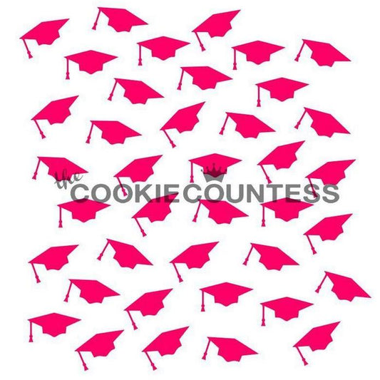 Graduation Caps Background Stencil