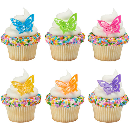Butterfly Rings, 12 Pack