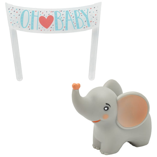 Oh Baby Elephant Cake Topper Set