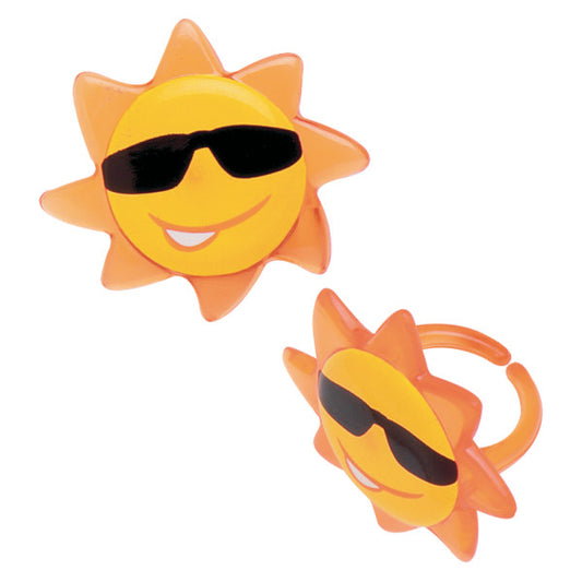 Sun Face Rings, 8 Pack