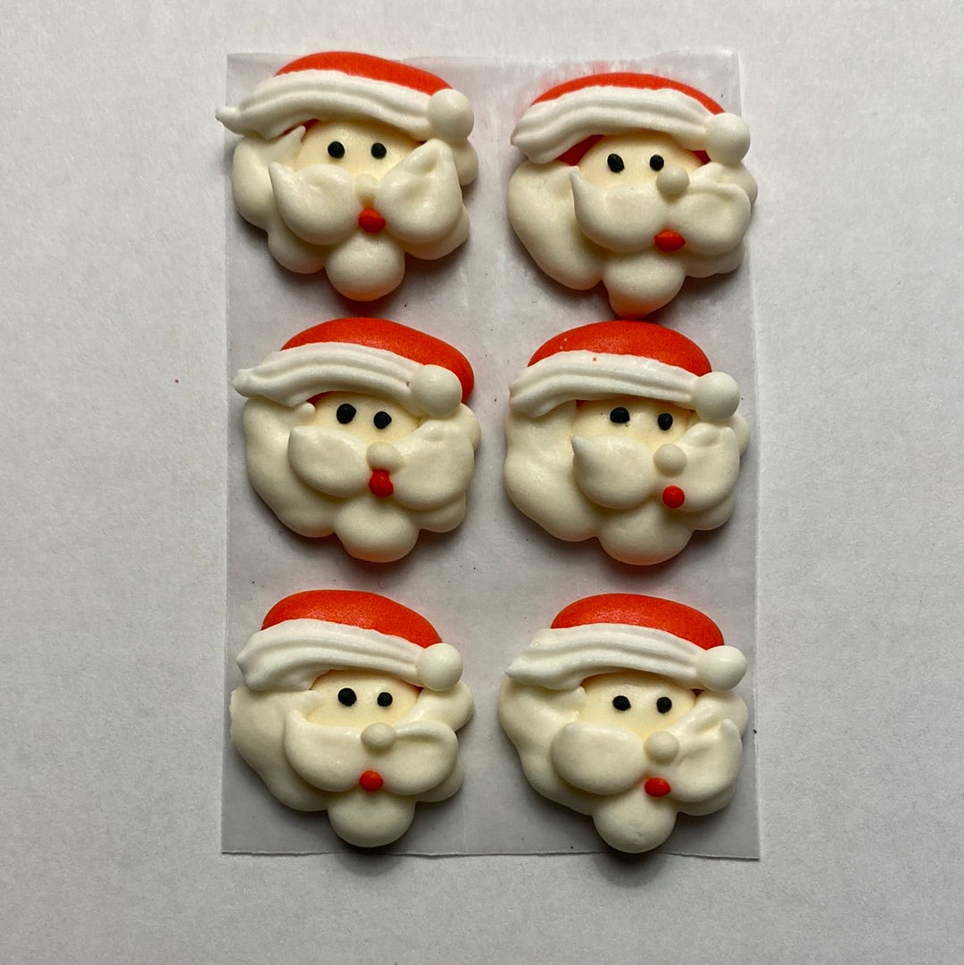 Mini Santa Face Icing Decorations, 6 Pack