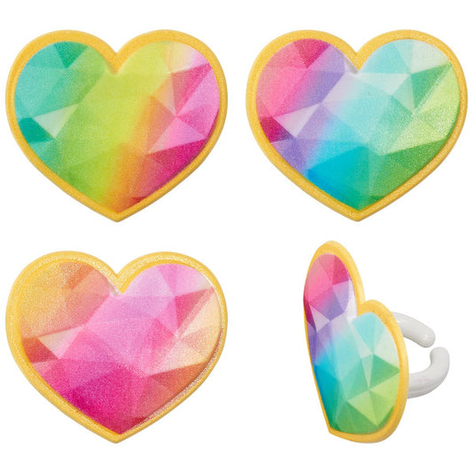 Heart Prism Rings, 8 Pack