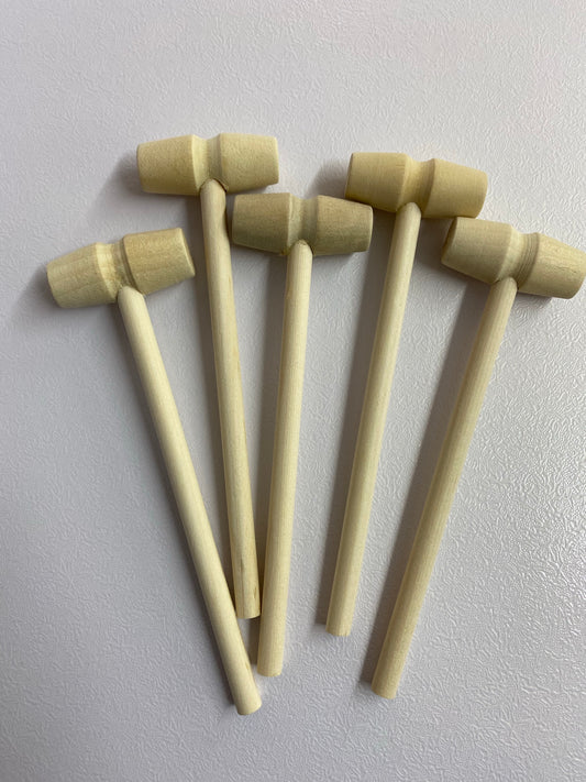 Mini Wooden Hammers, 5 Pack