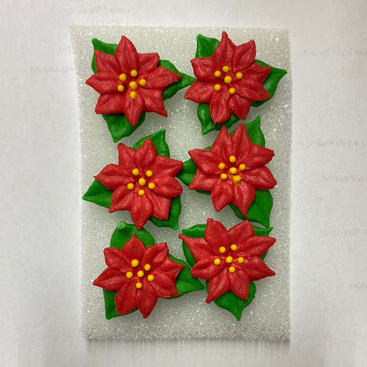 Mini Royal Icing Poinsettia, 6 Pack