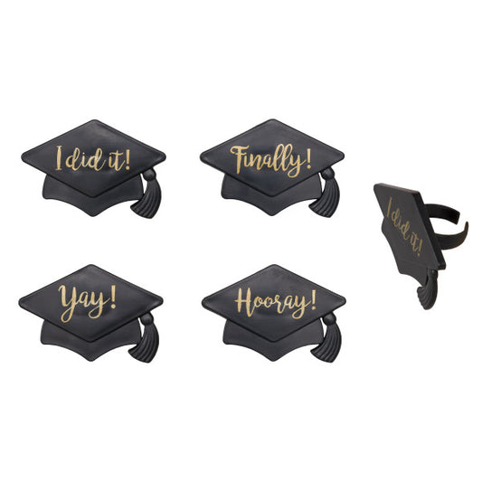 Grad Cap Saying Rings, 8 Pack
