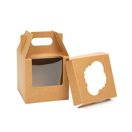 Kraft Cupcake Box with Handle, 3 Pack