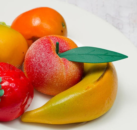 Marzipan Fruit Leaves, Apple,Peach,Cherry,Pear, 20 Pack