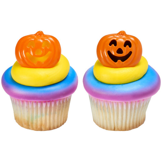 Pumpkin Face Ring, 8 Pack