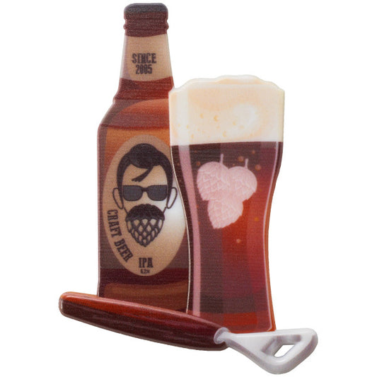 Beer Bottle & Glass Cake Topper