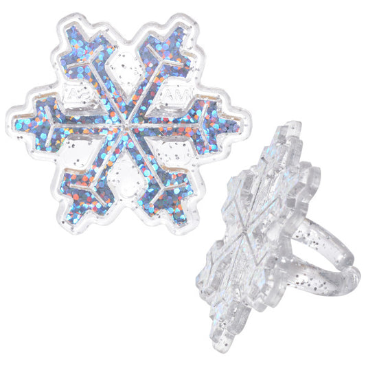 Snowflake Glitter Ring, 12 Pack