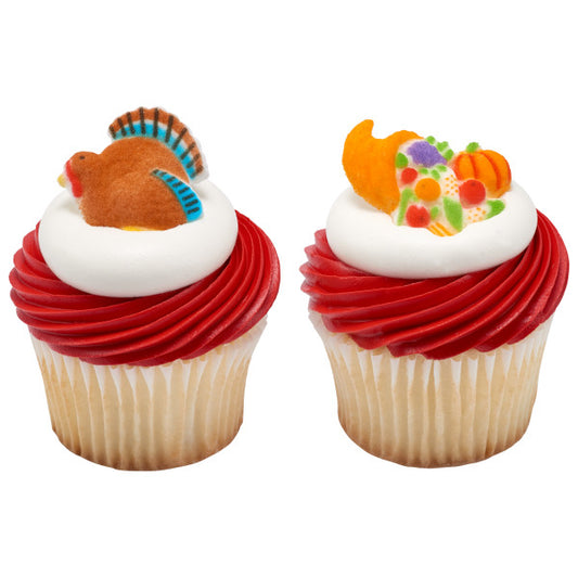 Turkey and Cornucopia Sugar Dec-Ons, 4 Pack