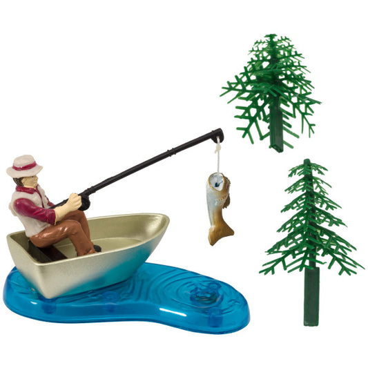 Fisherman in Boat with Action Fish Topper