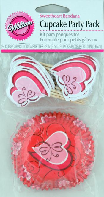 Sweetheart Bandana Valentine Cupcake Party Pack, 24 sets