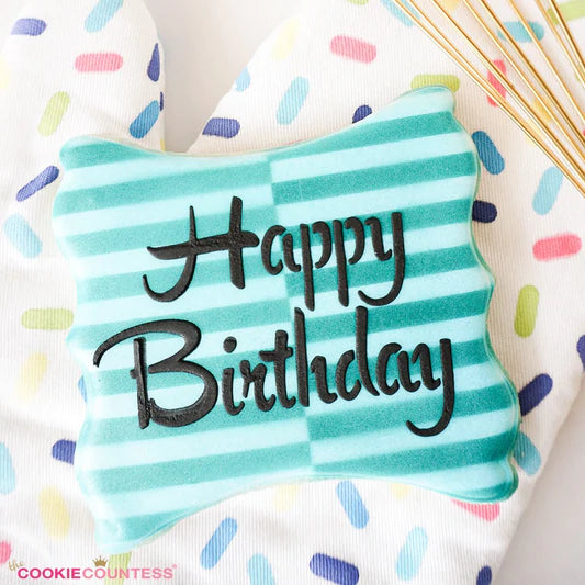 Brush Script Happy Birthday Stencil