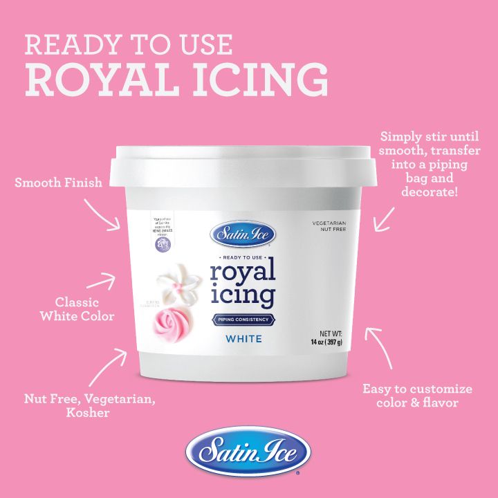 Royal Icing, Ready to Use, Satin Ice, 14 oz