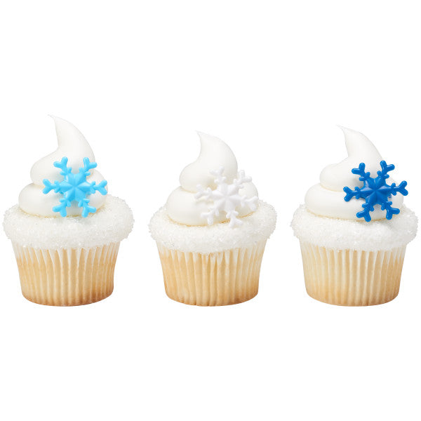 Snowflake Cupcake Rings, Blue & White, 9 Pack