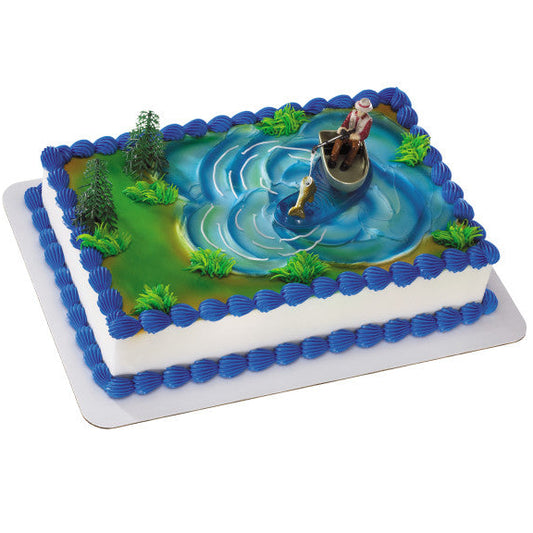 Fisherman in Boat with Action Fish Topper