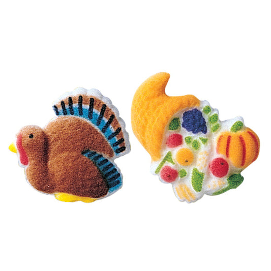 Turkey and Cornucopia Sugar Dec-Ons, 4 Pack