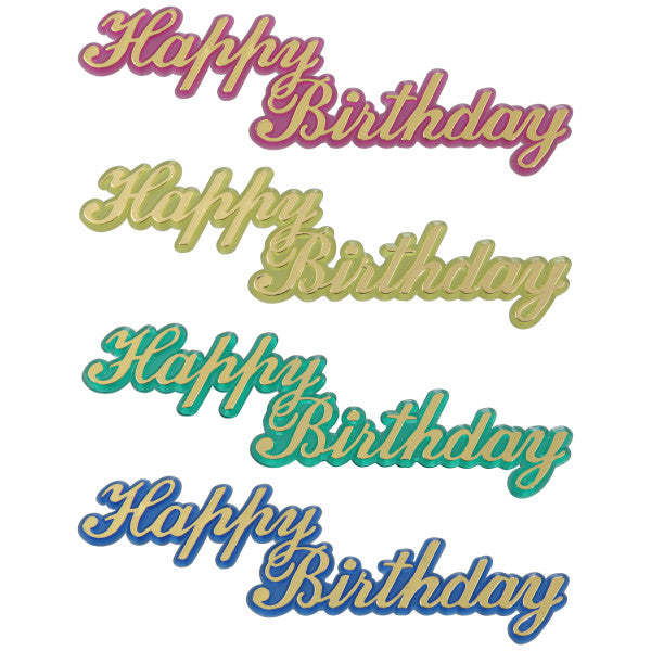 Plastic Happy Birthday Script, 2 Pack (Random Color)