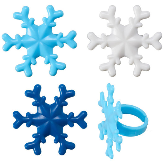 Snowflake Cupcake Rings, Blue & White, 9 Pack